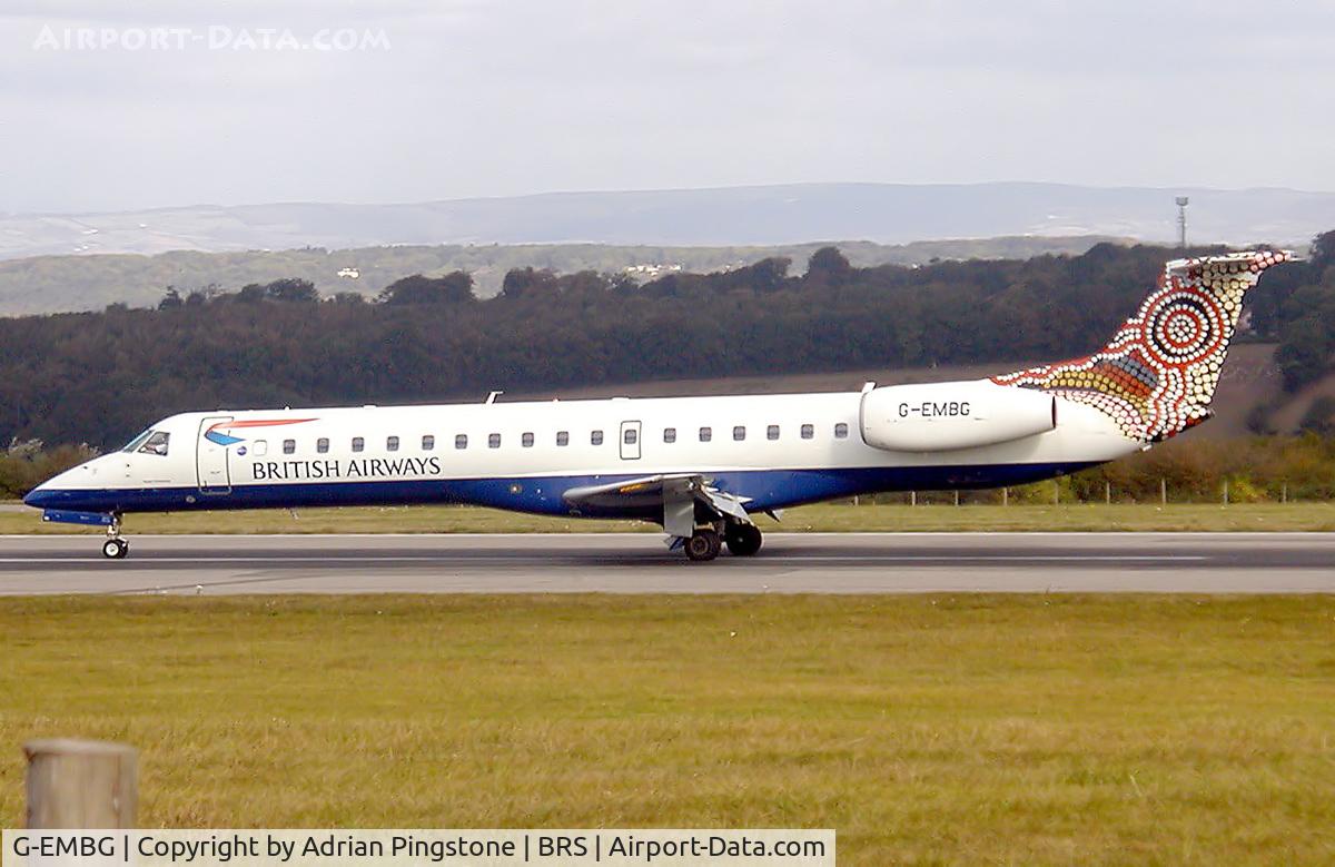 G-EMBG, 1998 Embraer EMB-145EU (ERJ-145EU) C/N 145094, British Airways ERJ145 in tail-colour scheme Water Dreaming, at Bristol Airport, Bristol, England in October 2003