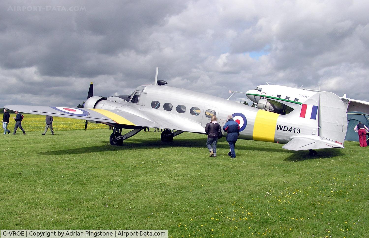 G-VROE, 1950 Avro 652A Anson T.21 C/N 3634, This aircraft was built at Yeadon, England, as a T.21 and served with No. 1 Basic Air Navigation School at Hamble until June 1953. She was then converted to a C.21 and used by Bomber Command, Fighter Command and Transport Command as a communications aircr