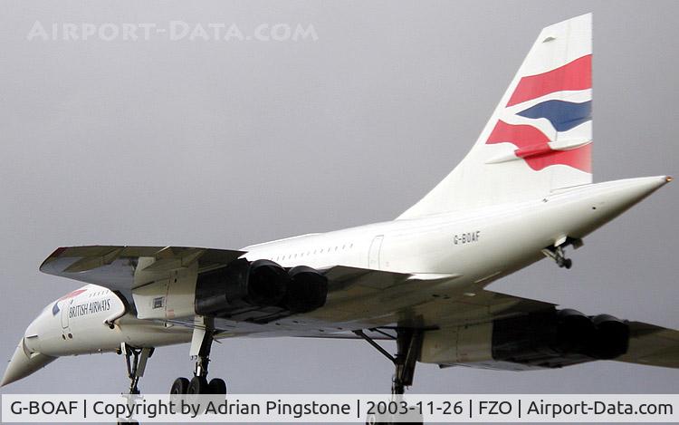G-BOAF, 1979 Aerospatiale-BAC Concorde 1-102 C/N 100-016, An unusual angle on Concorde, taken five seconds before the final Concorde landing ever.