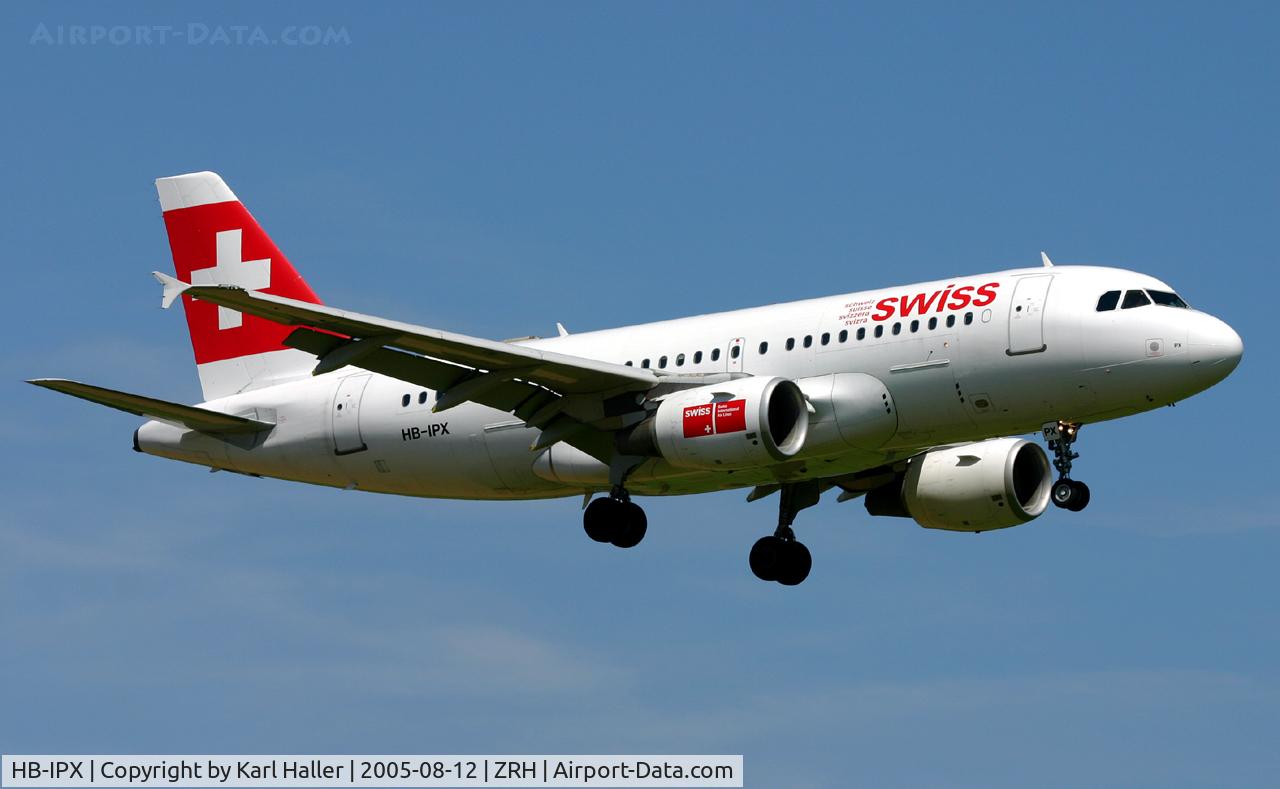 HB-IPX, 1996 Airbus A319-112 C/N 612, long final on RWY 14 in Zurich, Switzerland