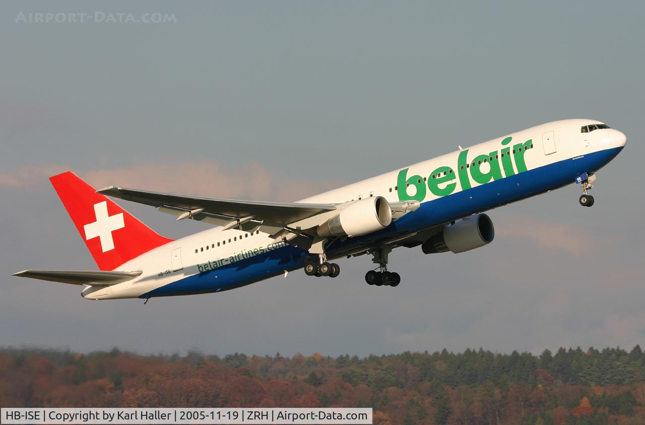HB-ISE, 1997 Boeing 767-3Q8 C/N 27600, departure from RWY 16 in Zurich, Switzerland