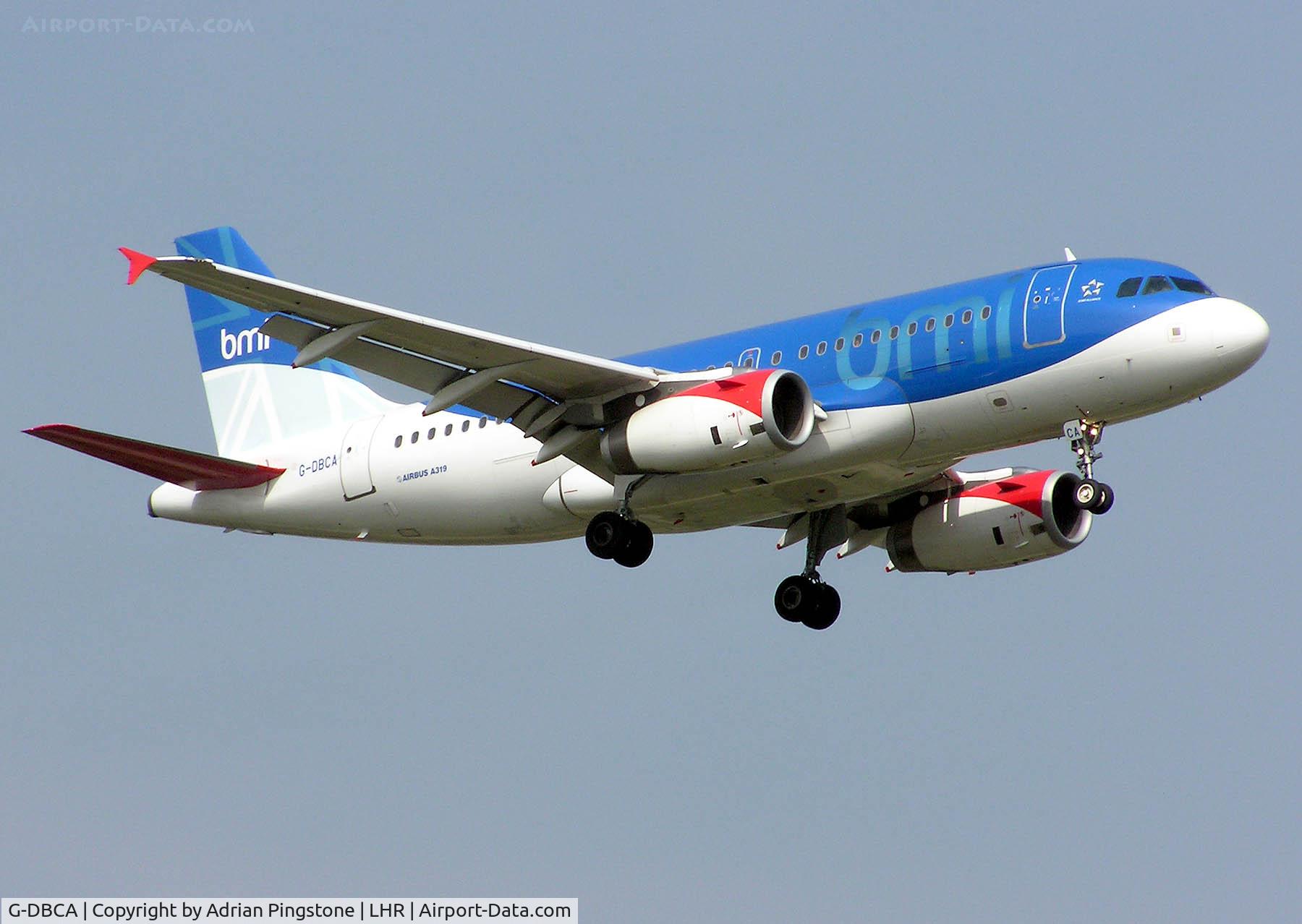 G-DBCA, 2004 Airbus A319-131 C/N 2098, bmi Airbus A319-100 (G-DBCA) landing at London (Heathrow) Airport, England in Sept 2005