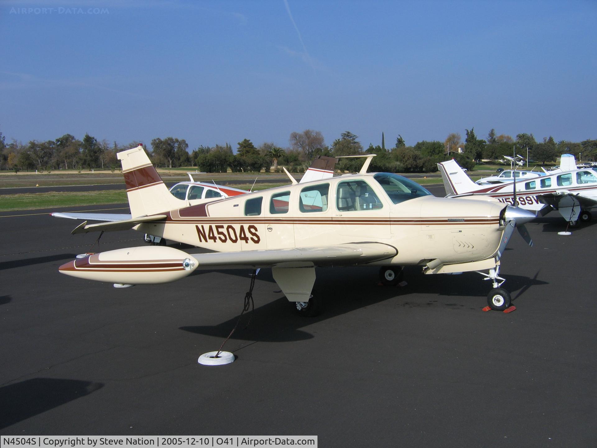 N4504S, 1975 Beech A36 Bonanza 36 C/N E-720, 1975 Beech A36 at Woodland-Watts Airport, CA in December sun