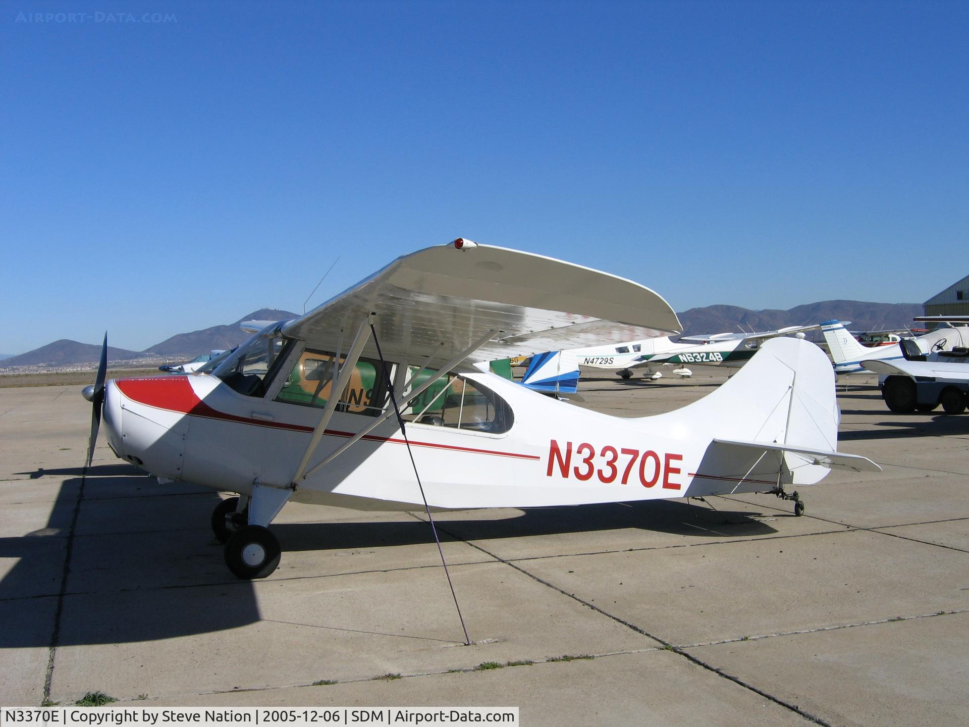 N3370E, 1947 Aeronca 7AC Champion C/N 7AC-6778, First Flight Corp. 1947 Aerona 7AC at Brown Field (San Diego), CA in bright December sunshine