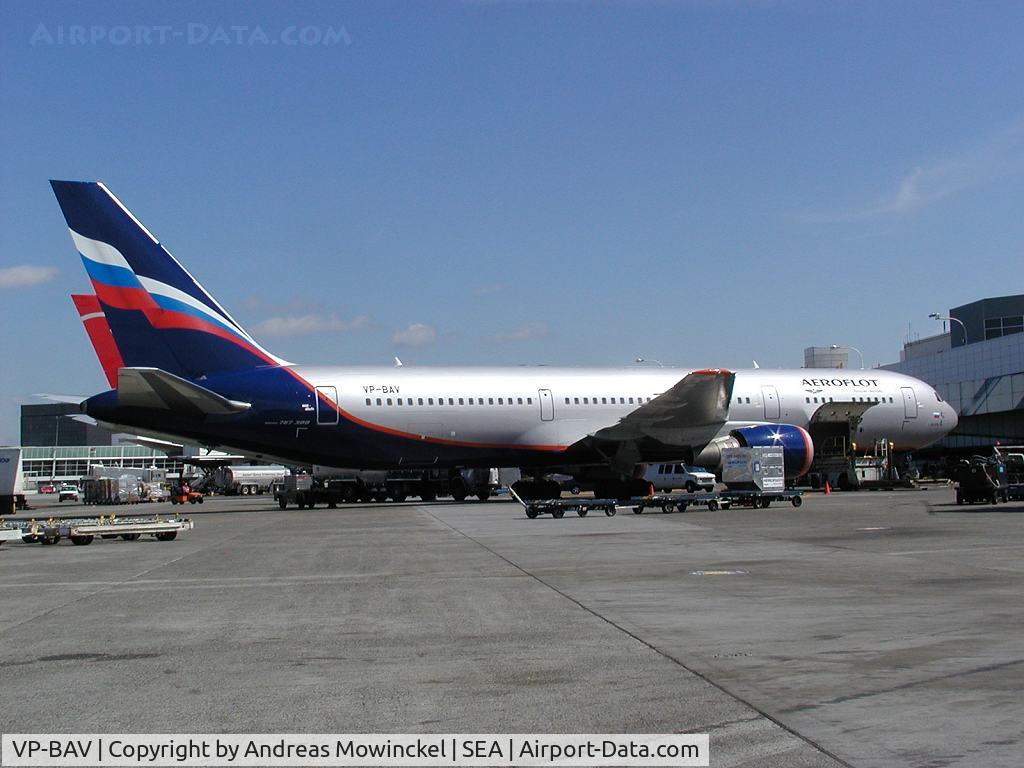 VP-BAV, 1999 Boeing 767-36N C/N 30107, AEROFLOT - Russian Airlines Boeing 767-36N(ER) in new colors at Seattle-Tacoma International Airport
