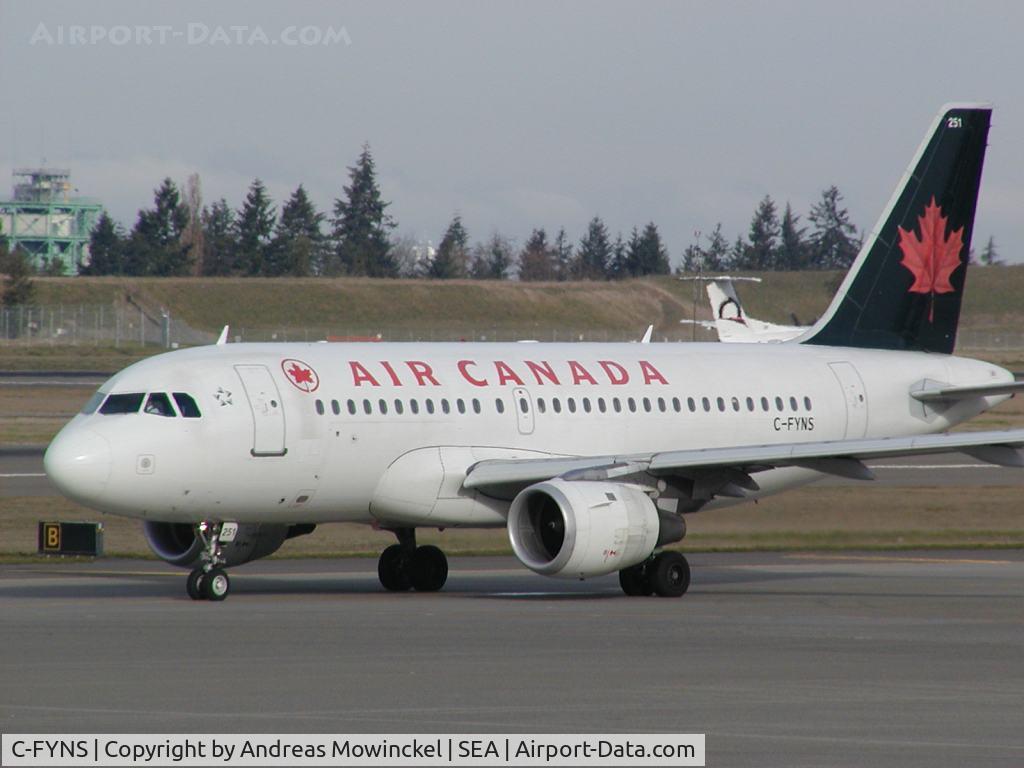 C-FYNS, 1997 Airbus A319-114 C/N 572, Air Canada Airbus A319 at Seattle-Tacoma International Airport