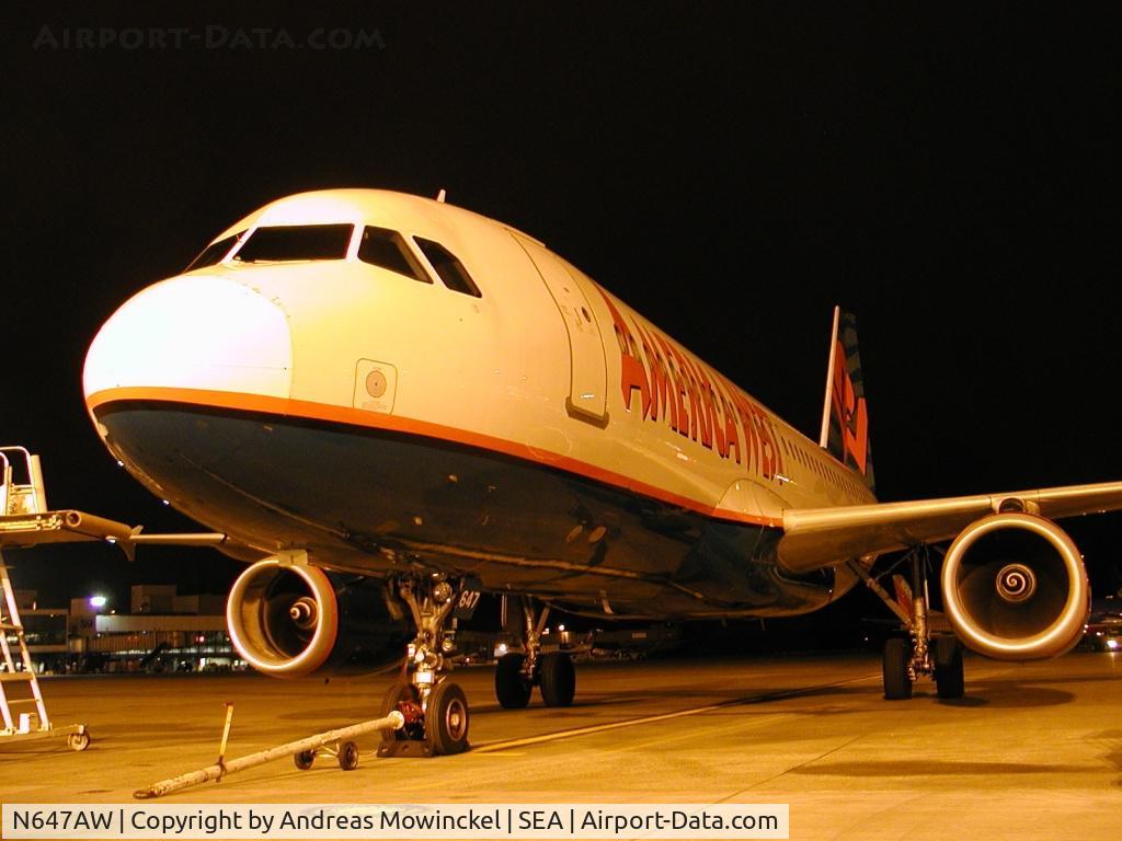 N647AW, 1998 Airbus A320-232 C/N 762, America West Airlines Airbus A320 at Seattle-Tacoma International Airport