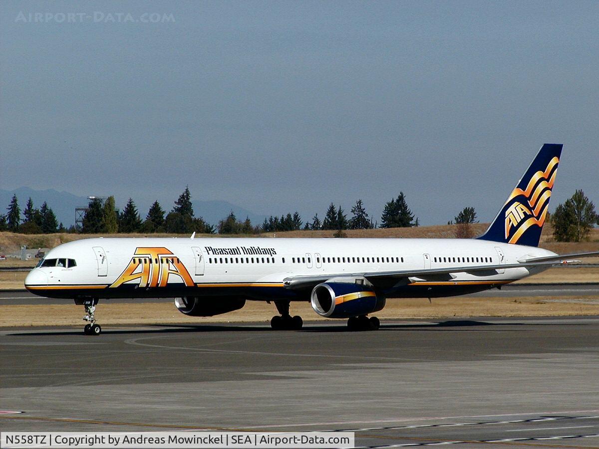 N558TZ, 2002 Boeing 757-33N C/N 32592, ATA Airlines Boeing 757 at Seattle-Tacoma International Airport