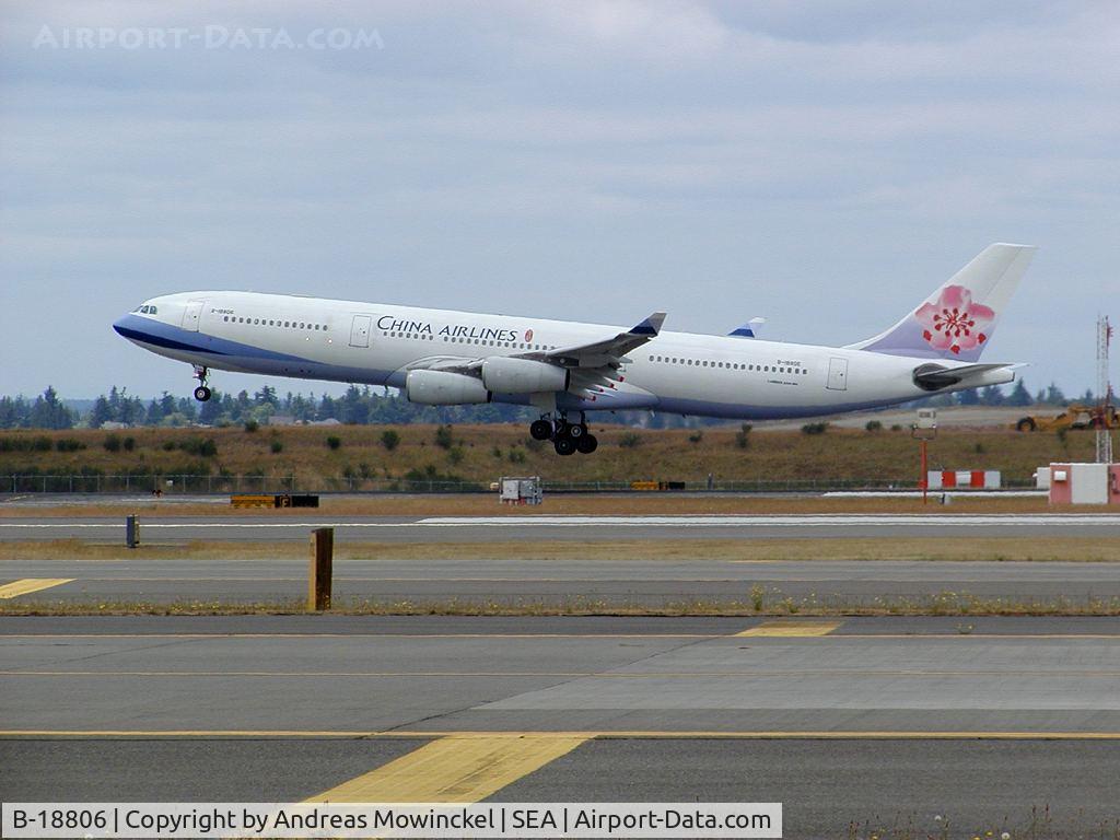 B-18806, 2001 Airbus A340-313 C/N 433, China Airlines Airbus A340 arriving from Taipie.