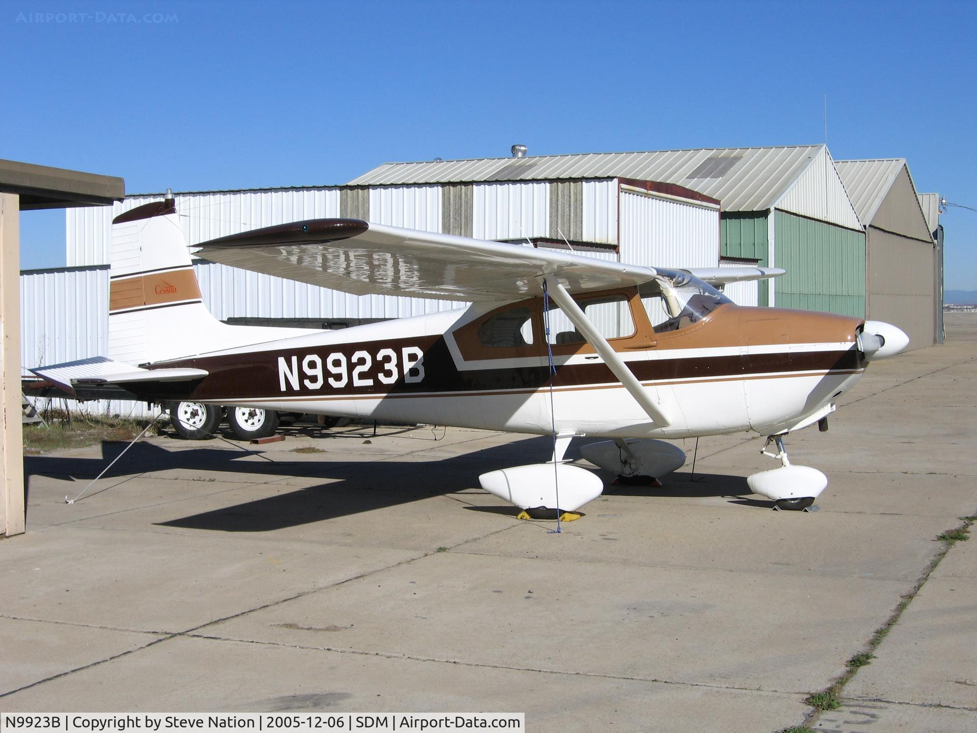 N9923B, 1957 Cessna 182A Skylane C/N 34323, 1957 Cessna 182A in bright sun at Brown Field (San Diego), CA