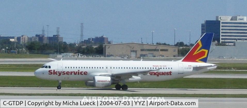 C-GTDP, 2002 Airbus A320-214 C/N 1780, SkyService sporting Sunquest colours
