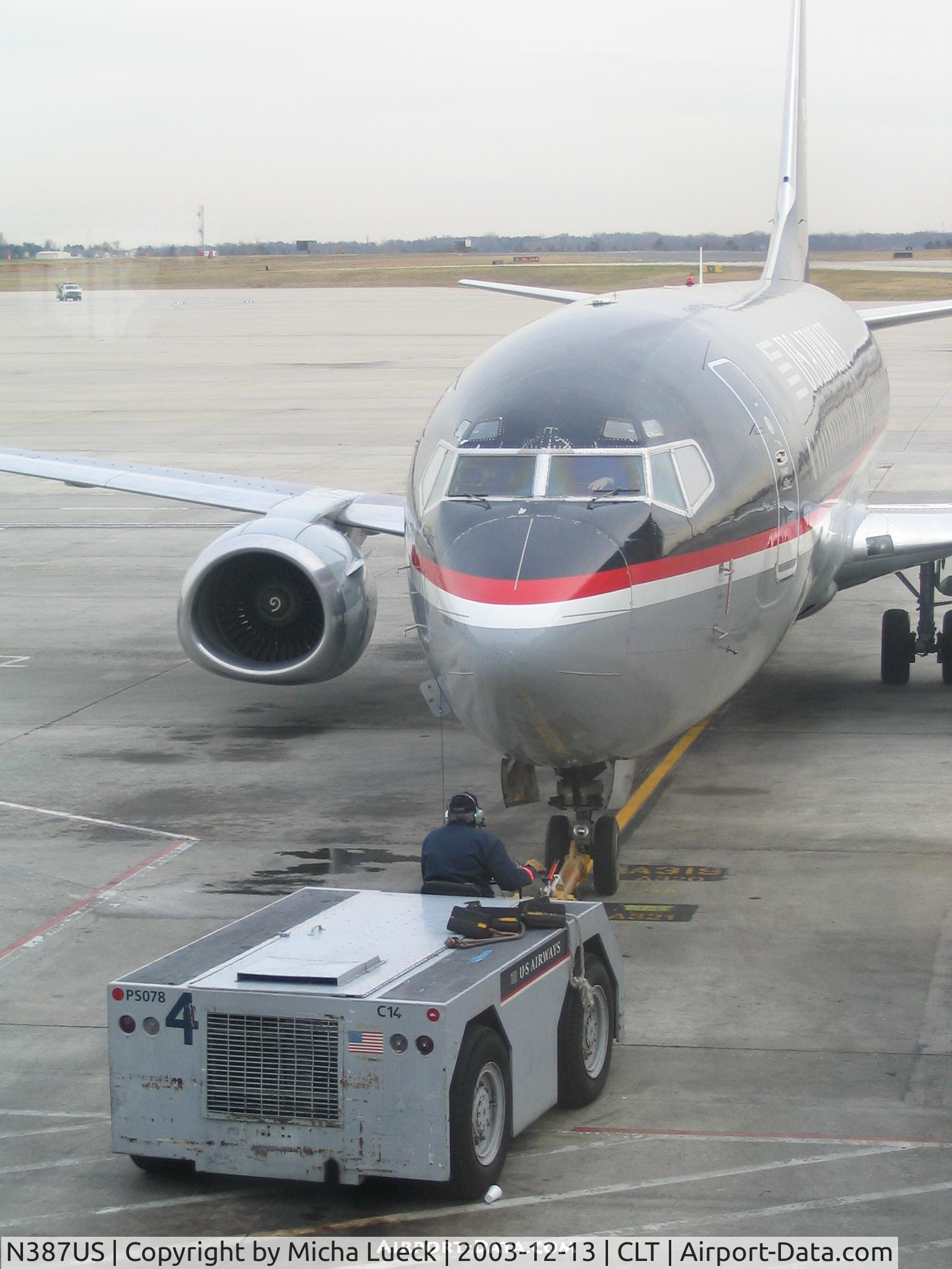 N387US, 1985 Boeing 737-3B7 C/N 22959, Seconds before push-back