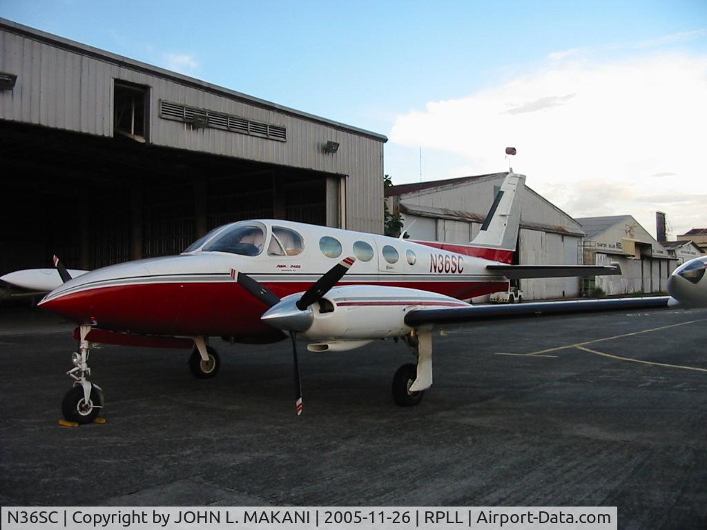 N36SC, 1977 Cessna 340A C/N 340A0286, N36SC During Arrival at RPLL after a long 68 hrs Ferry flight from the US