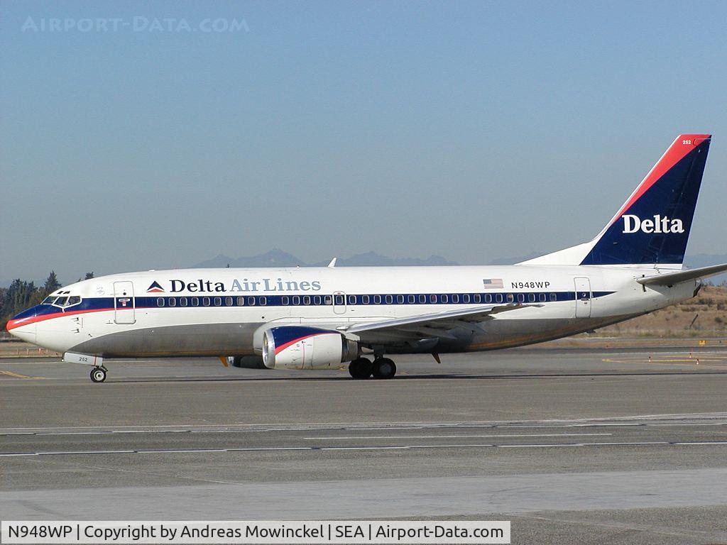 N948WP, 1985 Boeing 737-301 C/N 23259, Delta Airlines Boeing 737 at Seattle-Tacoma International Airport