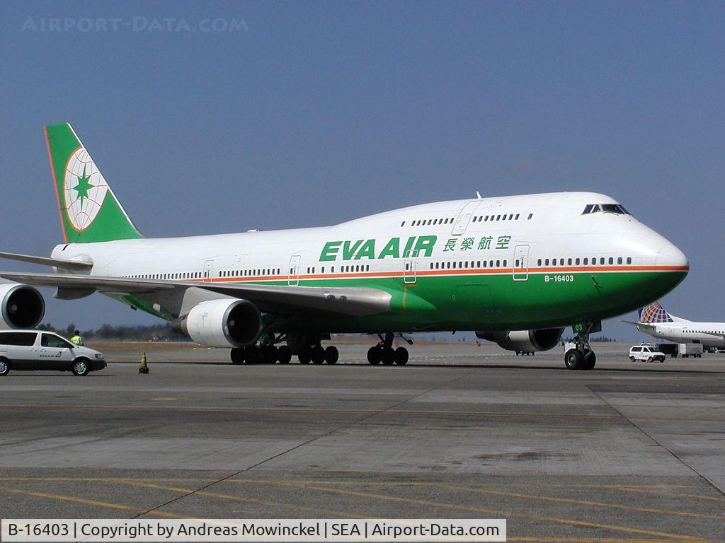 B-16403, 1993 Boeing 747-45E C/N 27141, Eva Air (Taiwan) Boeing 747 at Seattle-Tacoma International Airport