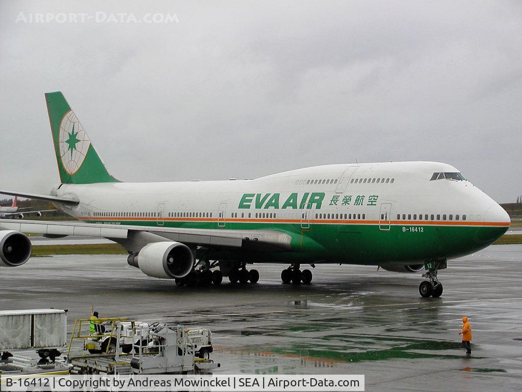 B-16412, Boeing 747-45E C/N 29112, Eva Air (Taiwan) Boeing 747 at Seattle-Tacoma International Airport