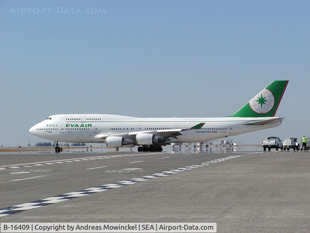 B-16409, 1996 Boeing 747-45E(M) C/N 28093, Eva Air (Taiwan) Boeing 747 at Seattle-Tacoma International Airport