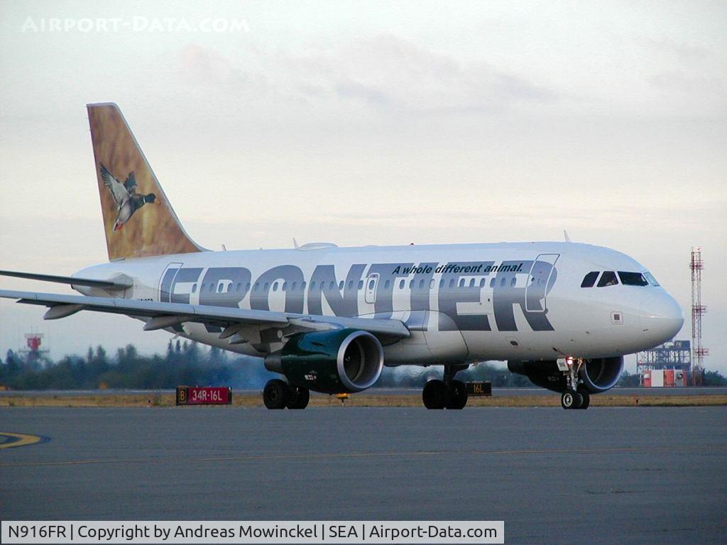 N916FR, 2002 Airbus A319-111 C/N 1876, Frontier Airlines A319 at Seattle-Tacoma International Airport