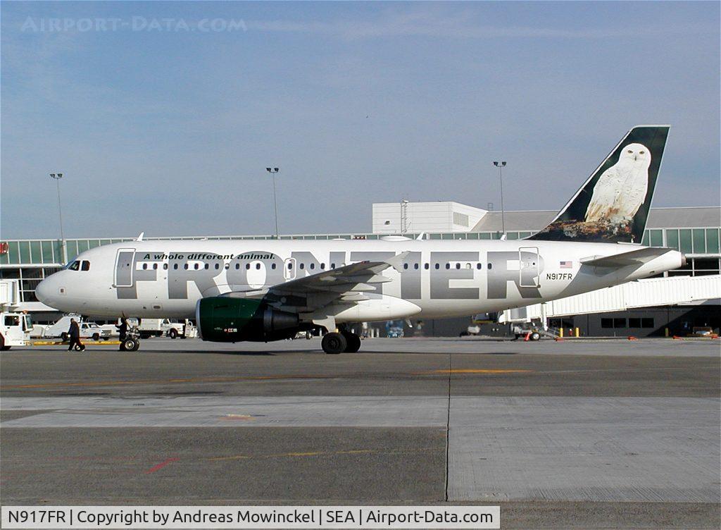 N917FR, 2003 Airbus A319-111 C/N 1890, Frontier Airlines A319 at Seattle-Tacoma International Airport