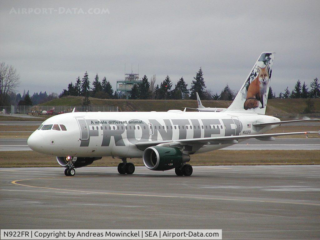 N922FR, 2003 Airbus A319-111 C/N 2012, Frontier Airlines A319 at Seattle-Tacoma International Airport