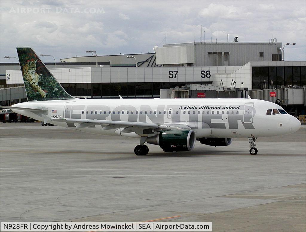 N928FR, 2004 Airbus A319-111 C/N 2236, Frontier Airlines A319 at Seattle-Tacoma International Airport