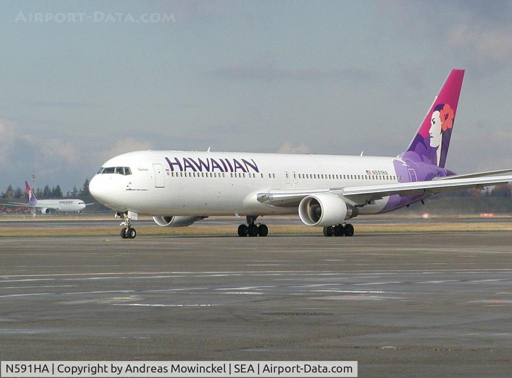 N591HA, 2003 Boeing 767-33A C/N 33423, Hawaiian Airlines Boeing 767 at Seattle-Tacoma International Airport