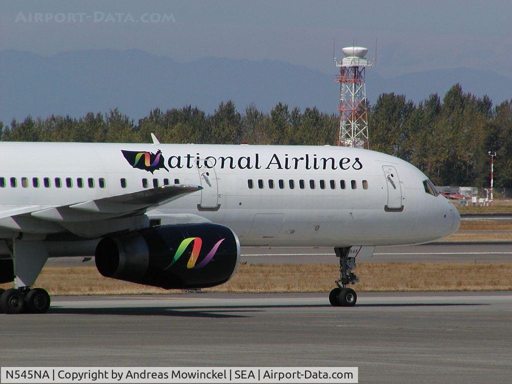N545NA, 1999 Boeing 757-236 C/N 29944, National Airlines operated at Sea-Tac until they ceased operations in Nov. 2002. This aircraft was export to England.