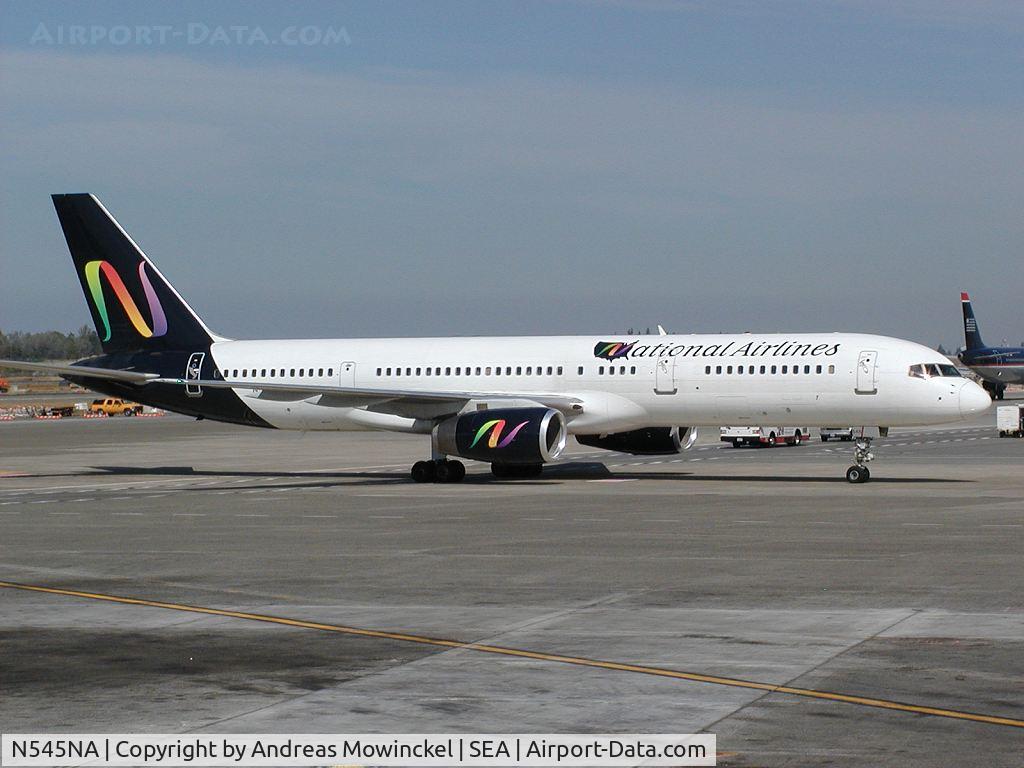 N545NA, 1999 Boeing 757-236 C/N 29944, National Airlines operated at Sea-Tac until they ceased operations in Nov. 2002. This aircraft was exported to England.