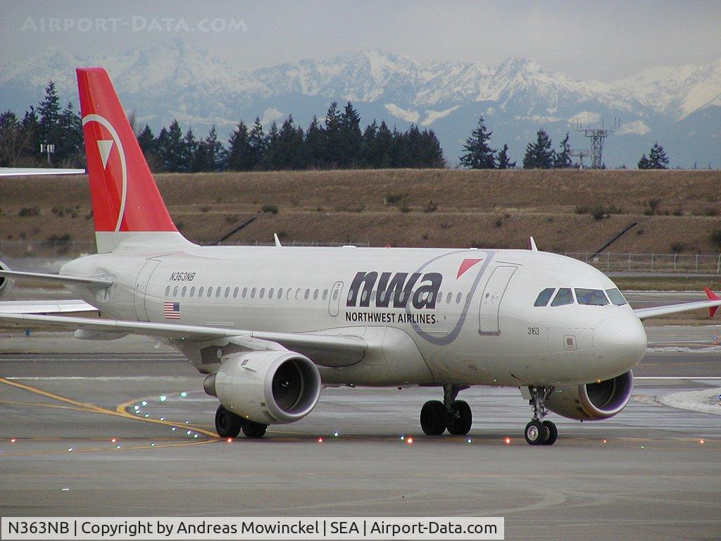 N363NB, 2003 Airbus A319-114 C/N 1990, Northwest Airlines A319 at Seattle-Tacoma International Airport