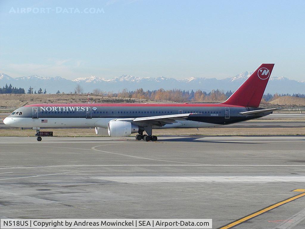 N518US, 1986 Boeing 757-251 C/N 23206, Northwest Airlines Boeing 757 at Seattle-Tacoma International Airport