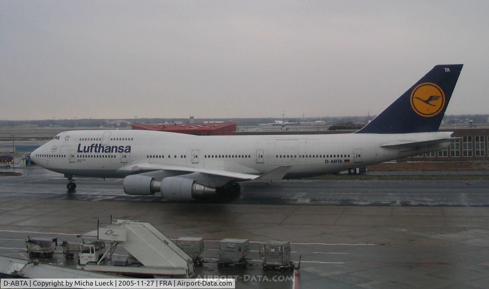D-ABTA, 1989 Boeing 747-430M C/N 24285, Arriving in Frankfurt
