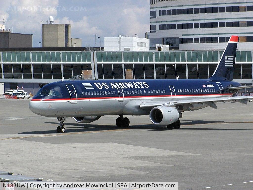 N183UW, 2001 Airbus A321-211 C/N 1539, US Airways A321 at Seattle-Tacoma International Airport