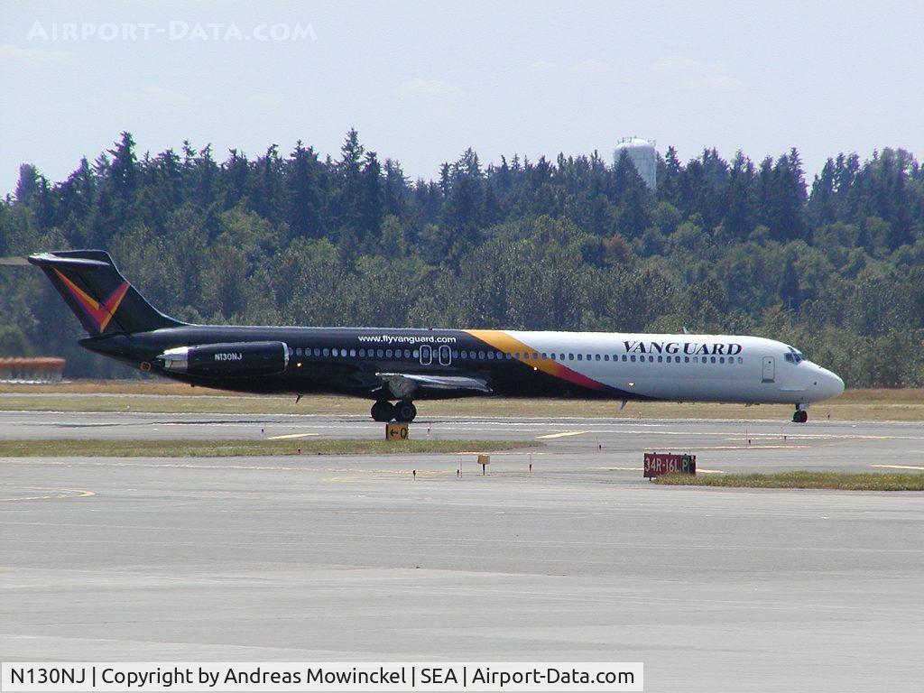 N130NJ, 1984 McDonnell Douglas MD-82 (DC-9-82) C/N 49222, Vanguard Airlines operated at SEA between June 3 and July 30, 2002. Photographer was the Station Manager.