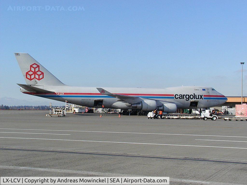 LX-LCV, 1997 Boeing 747-4R7F/SCD C/N 29053, Cargolux Boeing 747 freighter at Seattle-Tacoma International Airport