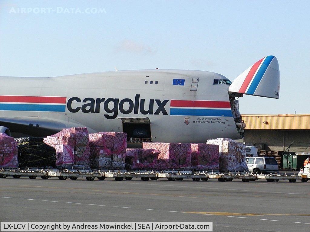 LX-LCV, 1997 Boeing 747-4R7F/SCD C/N 29053, Cargolux Boeing 747 freighter at Seattle-Tacoma International Airport