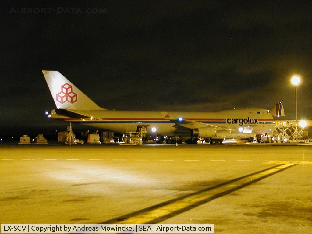 LX-SCV, 2001 Boeing 747-4R7F/SCD C/N 29733, Cargolux Boeing 747 at Seattle-Tacoma International Airport