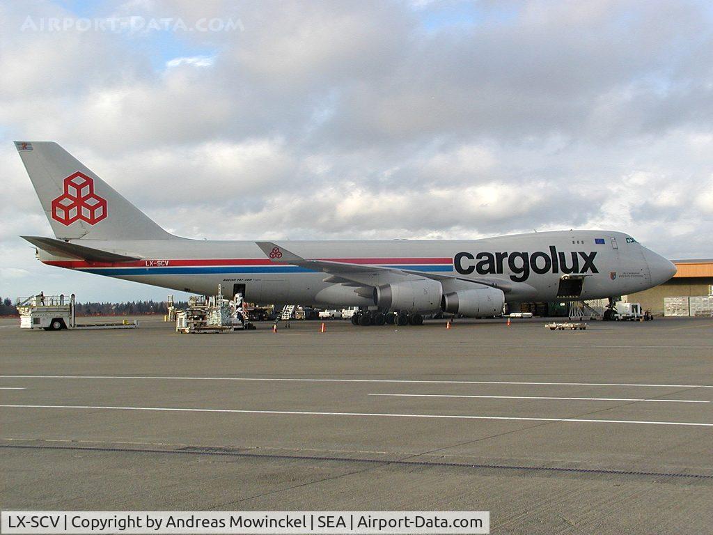 LX-SCV, 2001 Boeing 747-4R7F/SCD C/N 29733, Cargolux Boeing 747 at Seattle-Tacoma International Airport