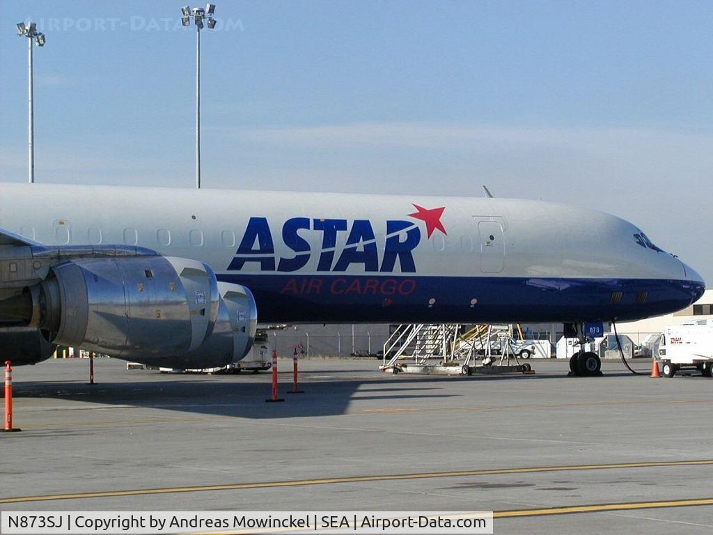 N873SJ, 1970 Douglas DC-8-73F C/N 46091, Astar DC-8-73F freighter at Seattle-Tacoma International Airport. First aircraft in Astar colors. ex Minerve