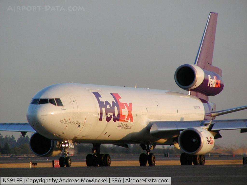 N591FE, 1992 McDonnell Douglas MD-11F C/N 48527, Fedex MD-11F freighter at Seattle-Tacoma International Airport. ex American Airlines
