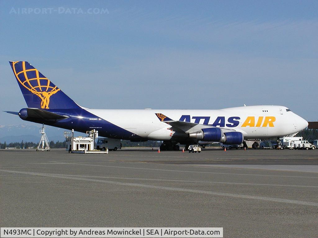 N493MC, 1998 Boeing 747-47UF C/N 29254, Atlas Air freighter at Seattle-Tacoma International Airport.