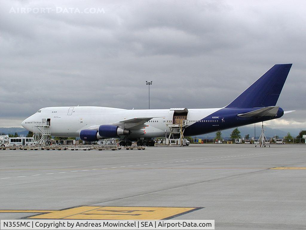 N355MC, 1985 Boeing 747-341 C/N 23395, Boeing 747 freight at Seattle-Tacoma International Airport.