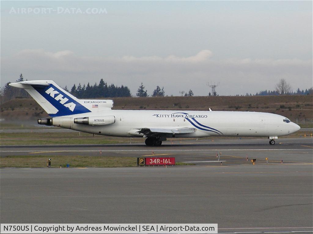 N750US, 1978 Boeing 727-214 C/N 21512, Kitty Hawk Boeing 727 Freighter at Seattle-Tacoma International Airport.