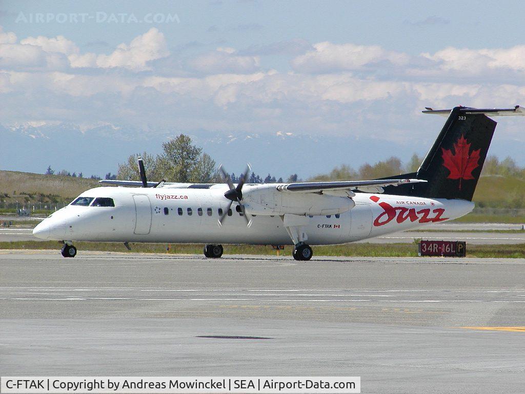 C-FTAK, 1990 De Havilland Canada DHC-8-311 Dash 8 C/N 246, Jazz Dash 8 at Seattle-Tacoma International Airport.