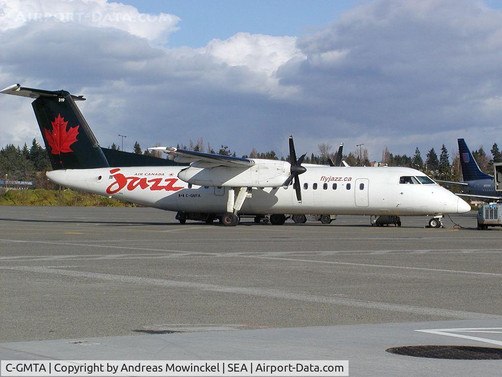 C-GMTA, 1989 De Havilland Canada DHC-8-301 Dash 8 C/N 174, Jazz Dash 8 at Seattle-Tacoma International Airport.