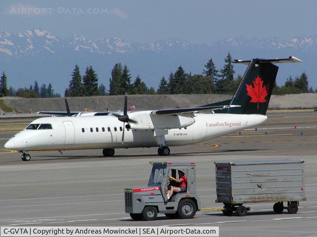 C-GVTA, 1989 De Havilland Canada DHC-8-301 Dash 8 C/N 190, Canadian Regional Dash 8 at Seattle-Tacoma International Airport.
