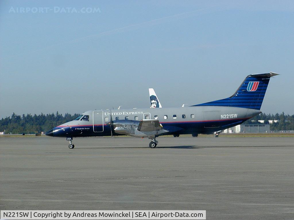 N221SW, 1994 Embraer EMB-120ER Brasilia C/N 120.290, Skywest EMB-120ER at Seattle-Tacoma International Airport.