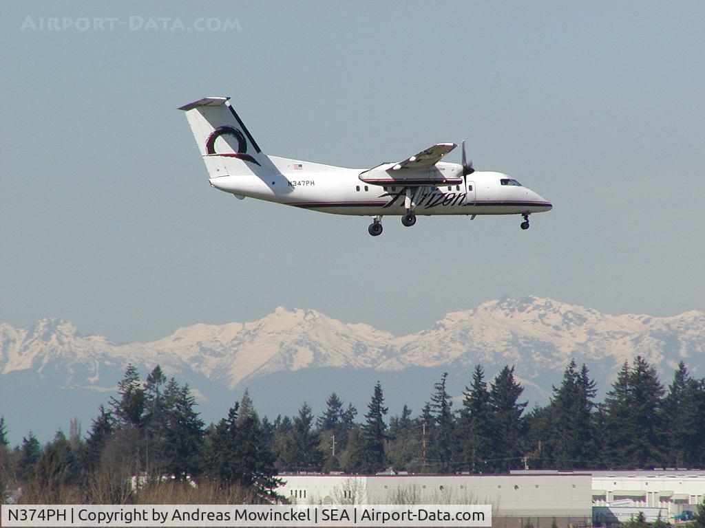 N374PH, 1999 Bombardier DHC-8-202 Dash 8 C/N 528, Horizon Dash 8 at Seattle-Tacoma International Airport.