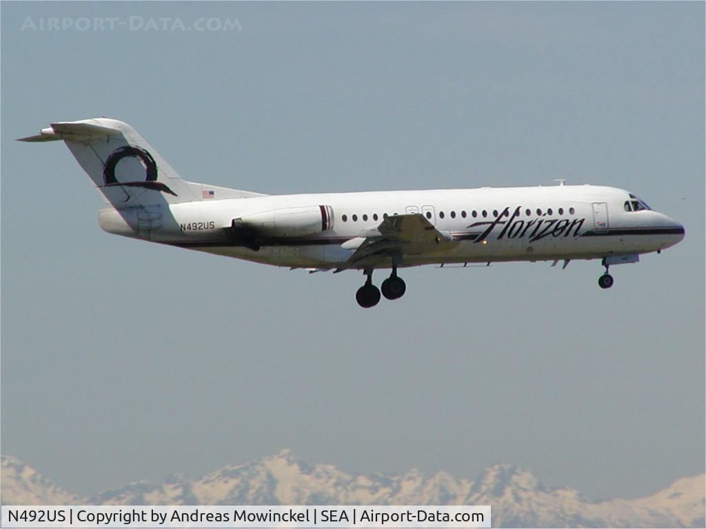 N492US, 1980 Fokker F.28 MK4000 C/N 11159, Horizon Fokker F.28.  Fokkers have been withdrawn from service.