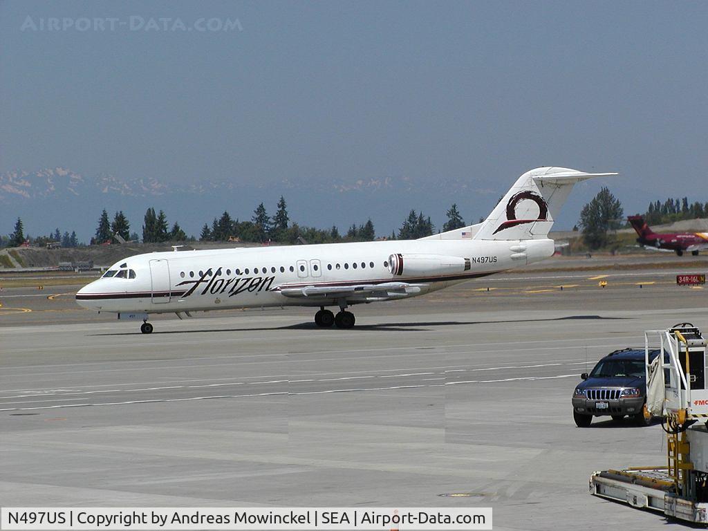 N497US, 1981 Fokker F-28-4000 Fellowship C/N 11173, Horizon Fokker F.28.  Fokkers have been withdrawn from service.