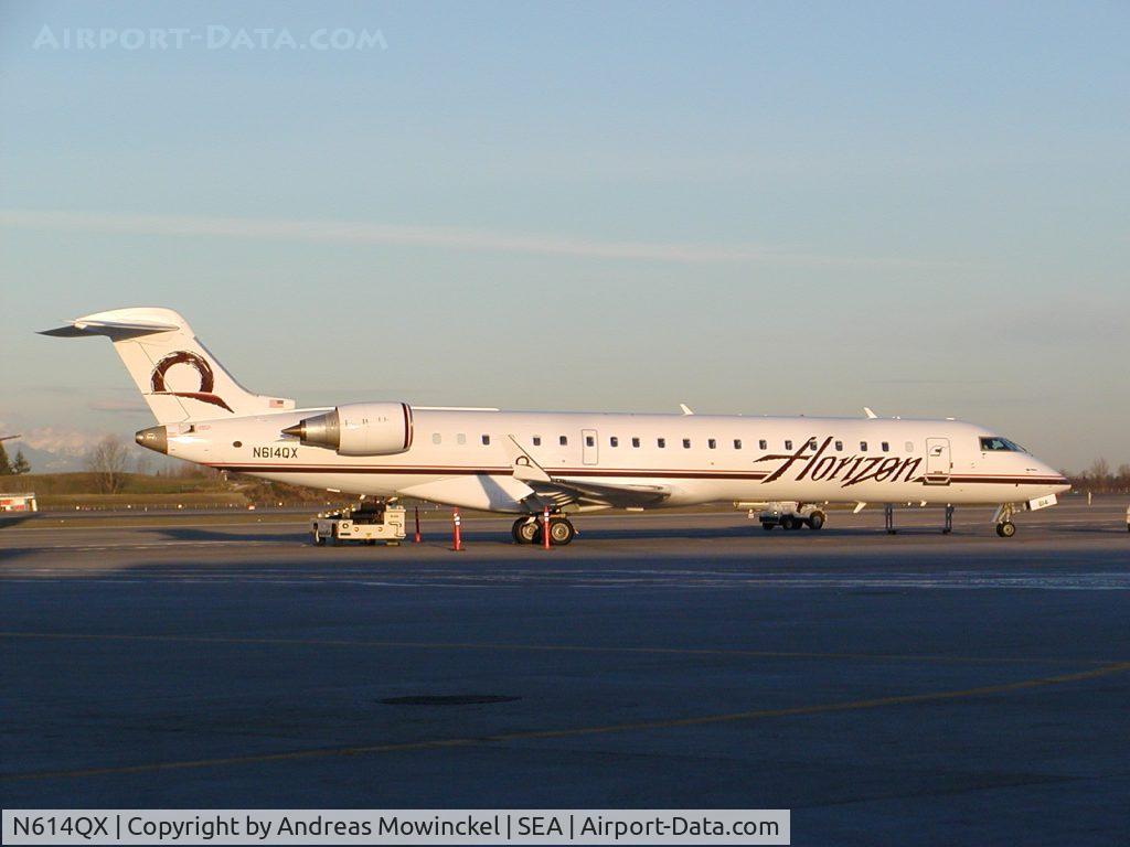 N614QX, 2002 Bombardier CRJ-701 (CL-600-2C10) Regional Jet C/N 10049, Horizon CRJ-700 at Seattle-Tacoma International Airport.